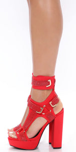 Red Open Toe Platform Heel