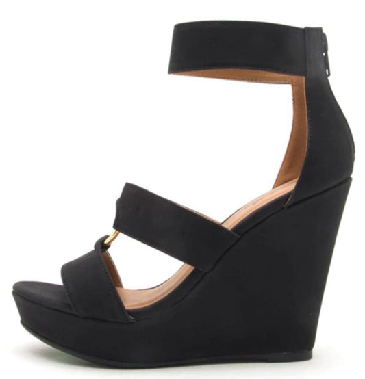 Black Distressed Women's Wedge