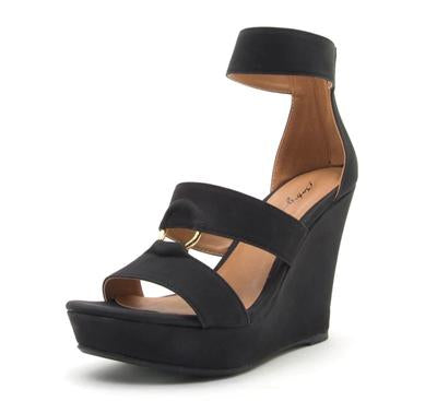Black Distressed Women's Wedge