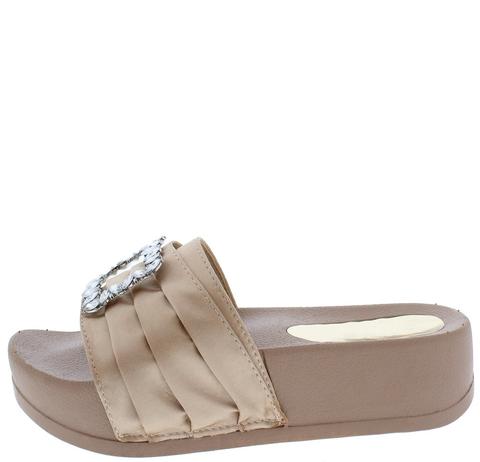 PIN TUCK BUCKLE MULE SANDAL Nude