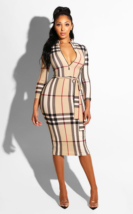 Plaid Printing Bodycon Dress