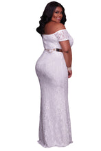 Plus Size Off Shoulder Lace Gown White