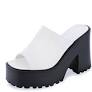 Donna230 White Thick Heel Shoe