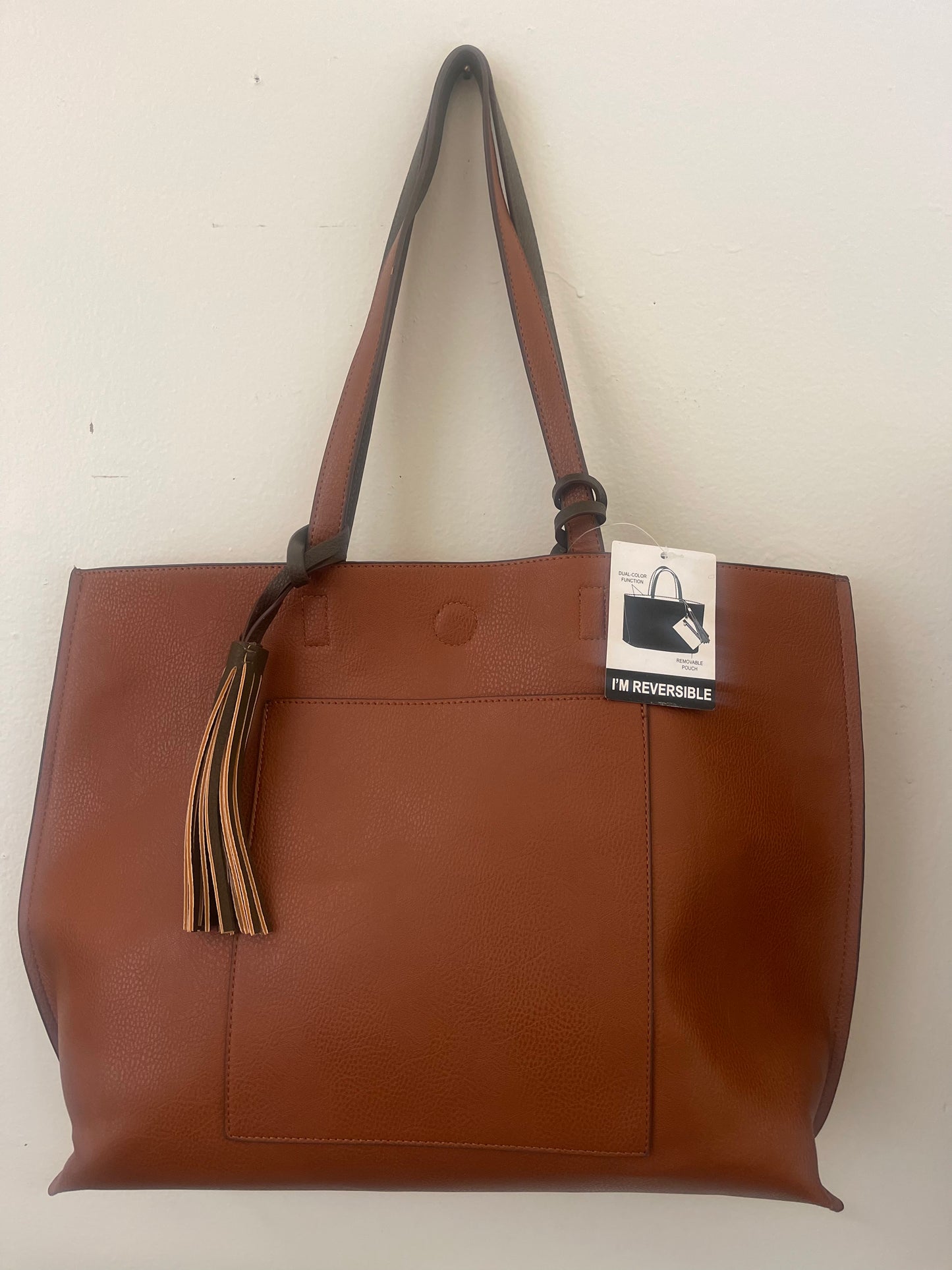 Lord & Taylor Everyday Reversible Tote-COGNAC