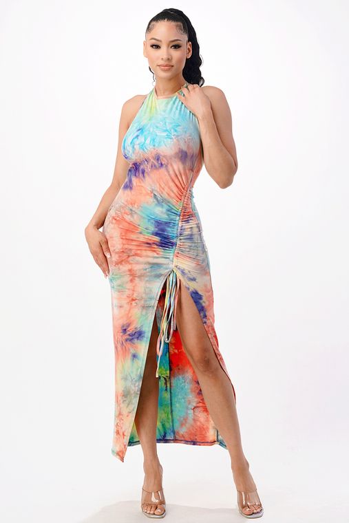 Open Back Halter Dress Pastel