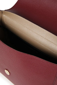 DKNY Logo-appliqued Pebbled-leather Shoulder Bag Maroon